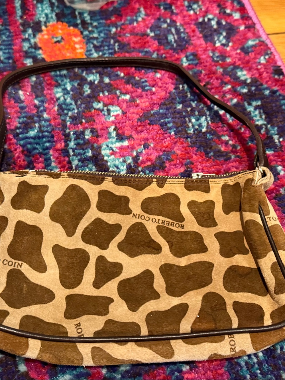Roberto Coin Brown and Tan Giraffe-Print Shoulder Bag